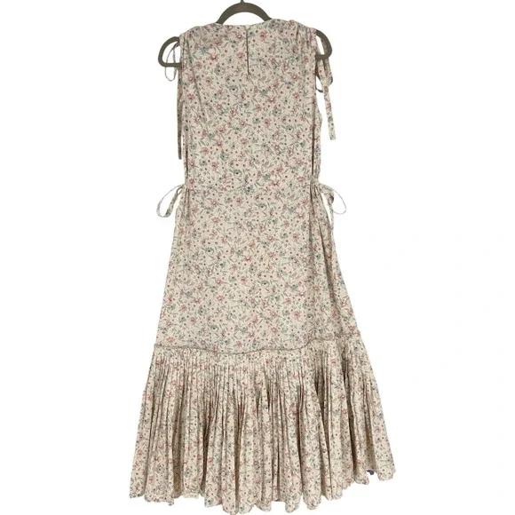 Polo Ralph Lauren Size 0 Floral Midi Dress Tie Shoulder Cottagecore Boho NWT - Picture 4 of 10